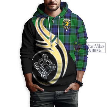 Haldane Tartan Hoodie with Family Crest and Celtic Symbol Style Zip Hoodie - Tartan Vibes Clothing