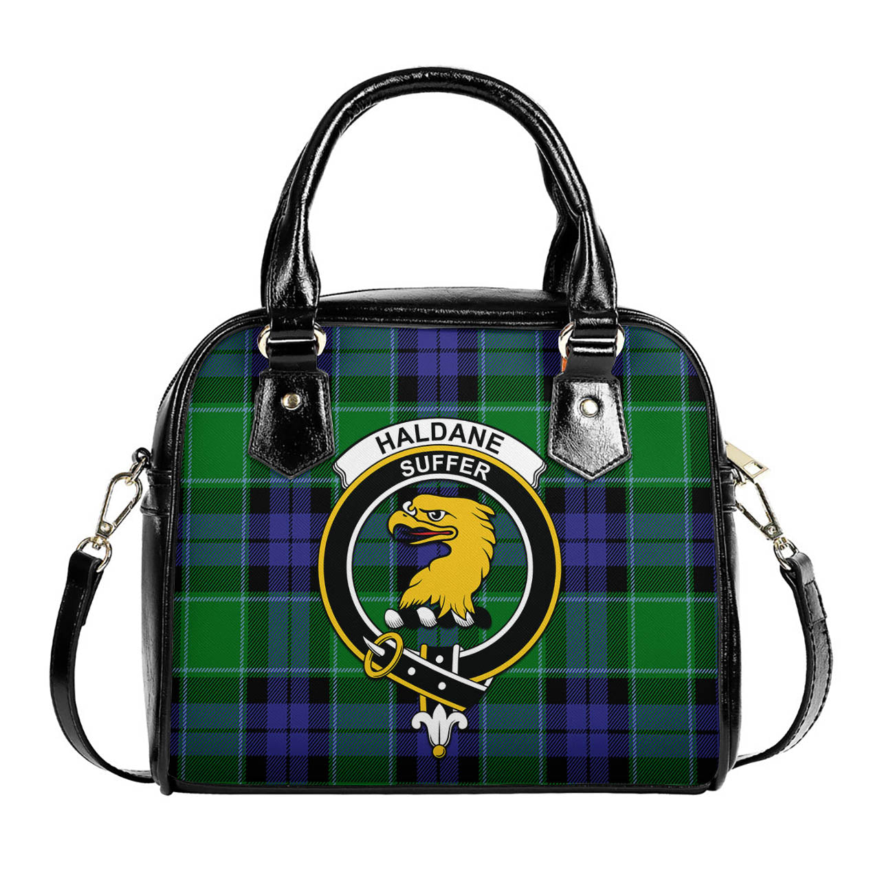 Haldane Tartan Shoulder Handbags with Family Crest One Size 9*21*24 cm (3.54*8.27*9.45 inches) - Tartan Vibes Clothing