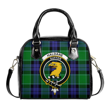 Haldane Tartan Shoulder Handbags with Family Crest