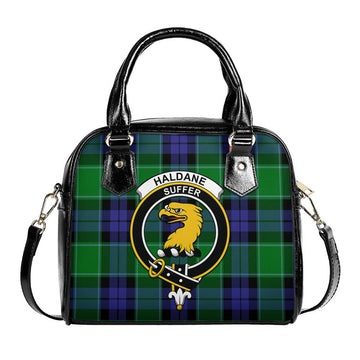 Haldane Tartan Shoulder Handbags with Family Crest One Size 9*21*24 cm (3.54*8.27*9.45 inches) - Tartan Vibes Clothing