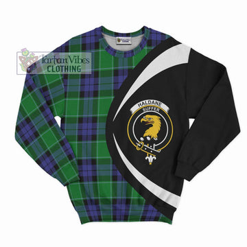 Haldane Tartan Sweatshirt with Family Crest Circle Style Unisex - Tartan Vibes Clothing