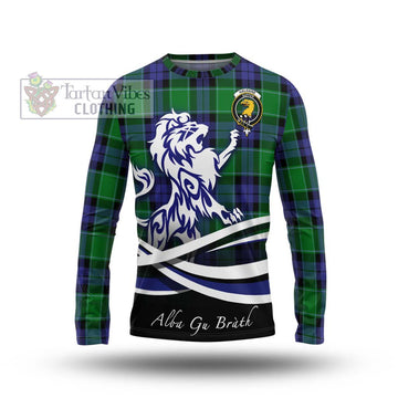 Haldane Tartan Long Sleeve T-Shirt with Alba Gu Brath Regal Lion Emblem Unisex - Tartan Vibes Clothing