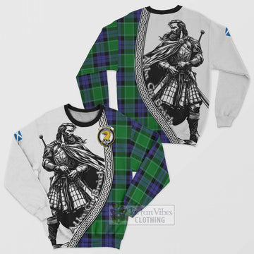 Haldane Tartan Clan Crest Sweatshirt with Highlander Warrior Celtic Style Unisex - Tartan Vibes Clothing