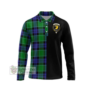 Haldane Tartan Long Sleeve Polo Shirt with Family Crest and Half Of Me Style Unisex - Tartan Vibes Clothing