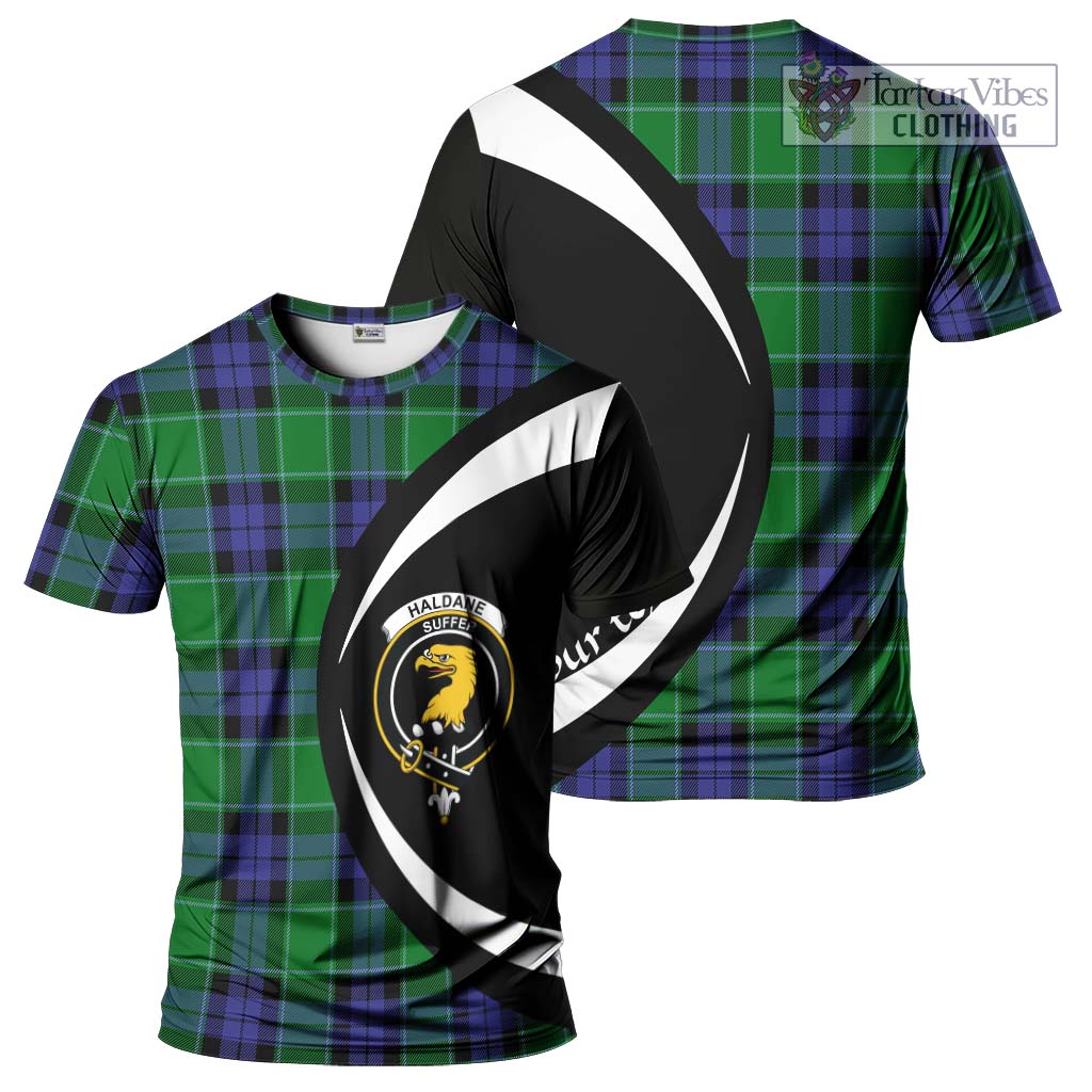 Haldane Tartan T-Shirt with Family Crest Circle Style Kid's Shirt - Tartan Vibes Clothing