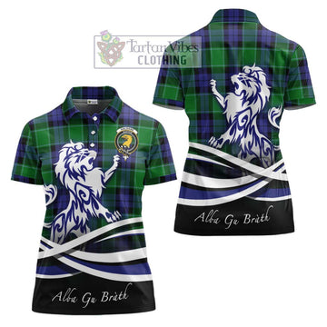 Haldane Tartan Women's Polo Shirt with Alba Gu Brath Regal Lion Emblem Women - Tartan Vibes Clothing