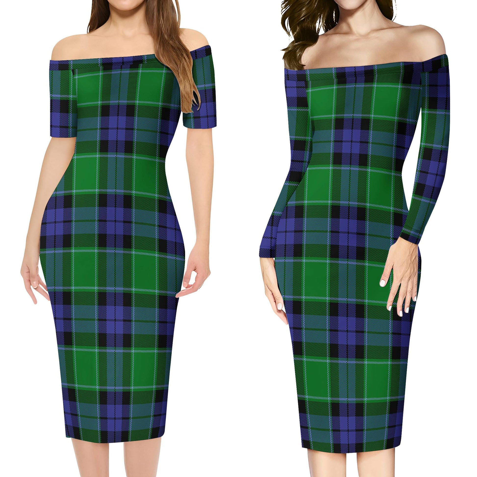 Haldane Tartan Off Shoulder Lady Dress Women's Dress - Tartan Vibes Clothing