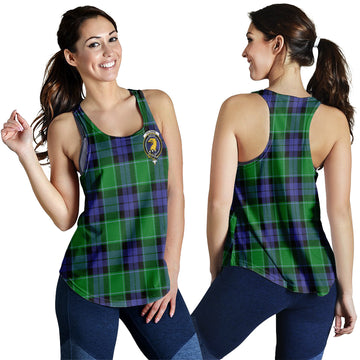 Haldane Tartan Women Racerback Tanks with Family Crest 4XL - Tartan Vibes Clothing