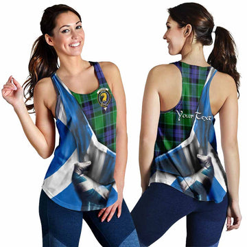 Haldane Tartan Women's Racerback Tanks with Family Crest Scotland Patriotic Style 4XL - Tartan Vibes Clothing