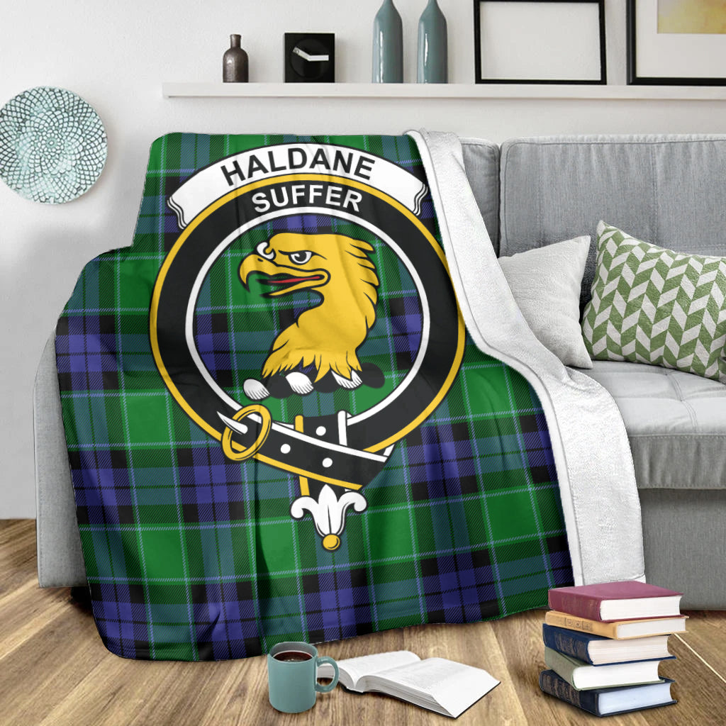 Haldane Tartan Blanket with Family Crest X-Large 59 x 79 inches 150 x 200 cm - Tartan Vibes Clothing