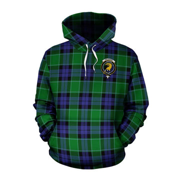 Haldane Tartan Cotton Hoodie with Family Crest and Bearded Skull Holding Bottles of Whiskey Pullover Hoodie XS - Tartan Vibes Clothing