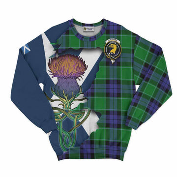 Haldane Tartan Family Crest Sweatshirt Scottish Thistle Celtic Inspired Unisex - Tartan Vibes Clothing