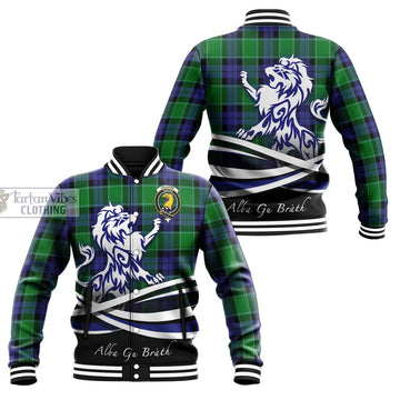 Haldane Tartan Baseball Jacket with Alba Gu Brath Regal Lion Emblem Unisex - Tartan Vibes Clothing