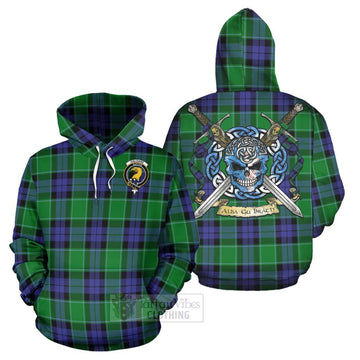 Haldane Tartan Hoodie with Family Crest Celtic Skull Style Zip Hoodie - Tartan Vibes Clothing