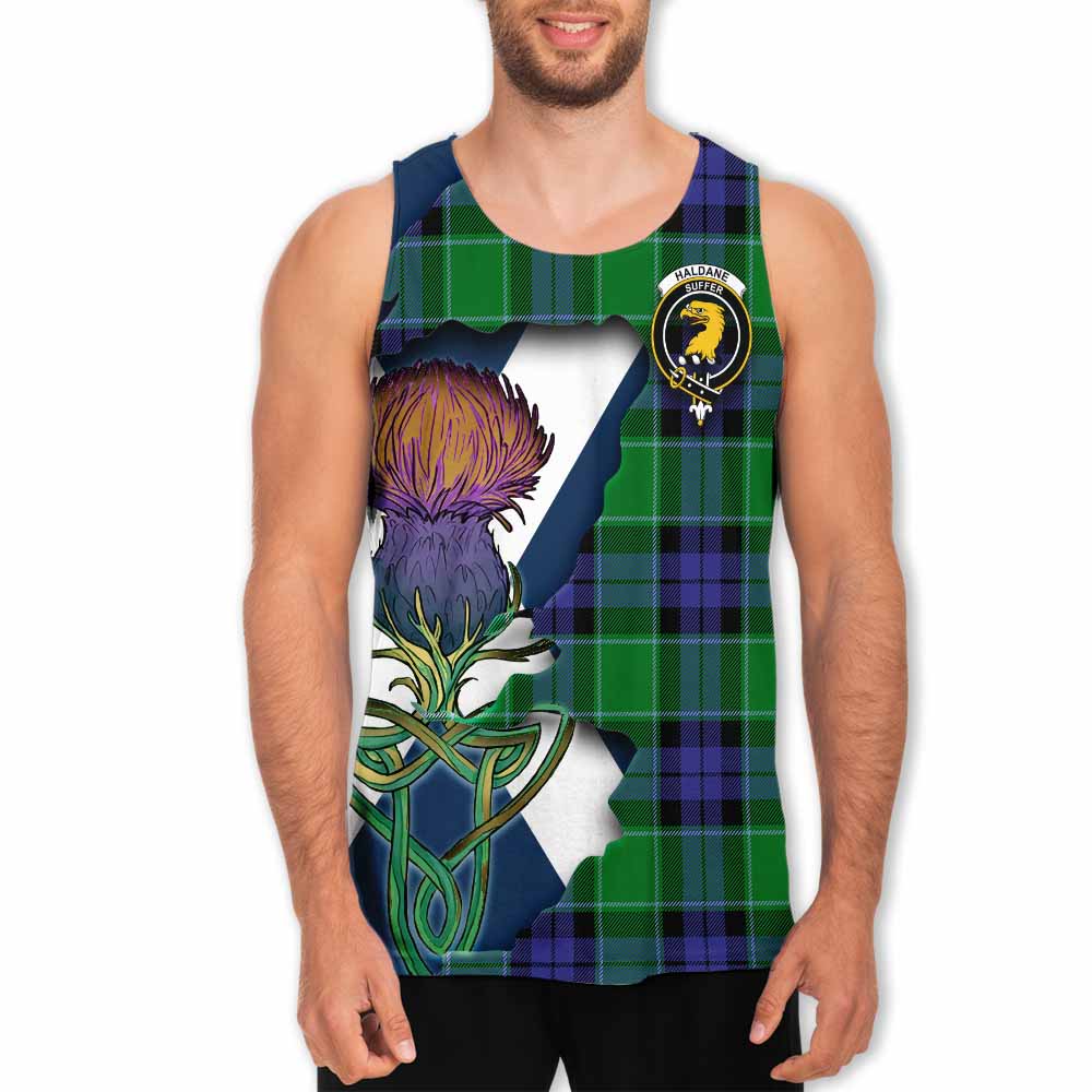 Haldane Tartan Family Crest Men's Tank Top Scottish Thistle Celtic Inspired Men - Tartan Vibes Clothing