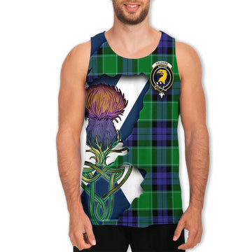 Haldane Tartan Family Crest Men's Tank Top Scottish Thistle Celtic Inspired Men - Tartan Vibes Clothing