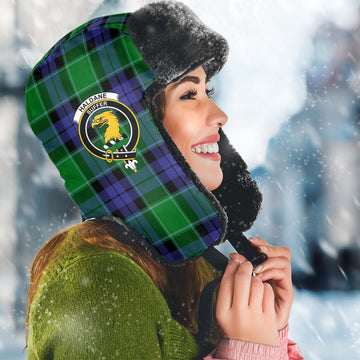 Haldane Tartan Winter Trapper Hat with Family Crest Winter Trapper Hat Universal Fit Circumference 22.8in (58cm) - Tartan Vibes Clothing
