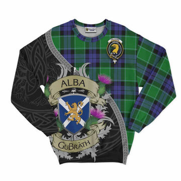 Haldane Tartan Family Crest Sweatshirt Lion Rampant Royal Thistle Shield Celtic Inspired Unisex - Tartan Vibes Clothing