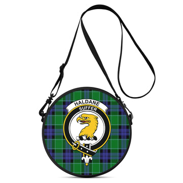 Haldane Tartan Round Satchel Bags with Family Crest One Size 9*9*2.7 inch - Tartan Vibes Clothing