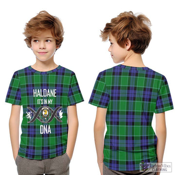 Haldane Tartan Kid T-Shirt with Family Crest DNA In Me Style Youth XL Size14 - Tartan Vibes Clothing