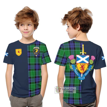 Haldane Tartan Kid T-Shirt Alba with Scottish Lion Royal Arm Half Style Youth XL Size14 - Tartan Vibes Clothing