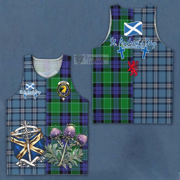 Haldane Tartan Men's Tank Top Happy St. Andrew's Day Half Tartan Style Men - Tartan Vibes Clothing