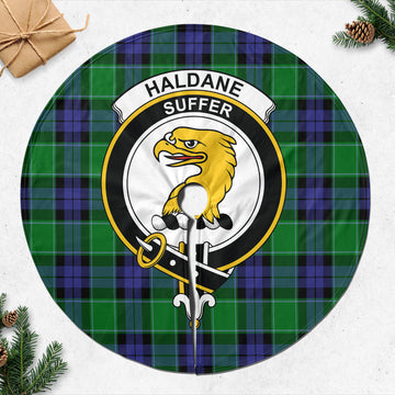 Haldane Tartan Christmas Tree Skirt with Family Crest 47*47 inch - Tartan Vibes Clothing