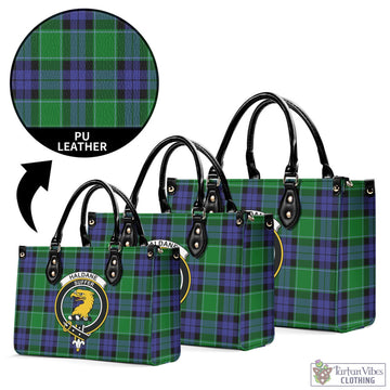 Haldane Tartan Luxury Leather Handbags with Family Crest L - Tartan Vibes Clothing