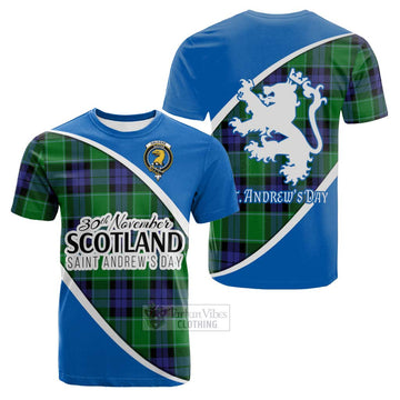 Tartan Vibes Clothing Haldane Family Crest Tartan Cotton T-shirt Celebrate Saint Andrew's Day in Style