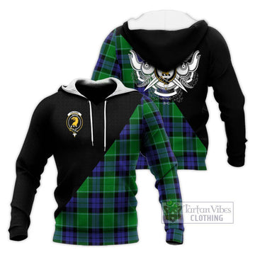 Haldane Tartan Knitted Hoodie with Family Crest and Military Logo Style Unisex Knitted Pullover Hoodie - Tartan Vibes Clothing