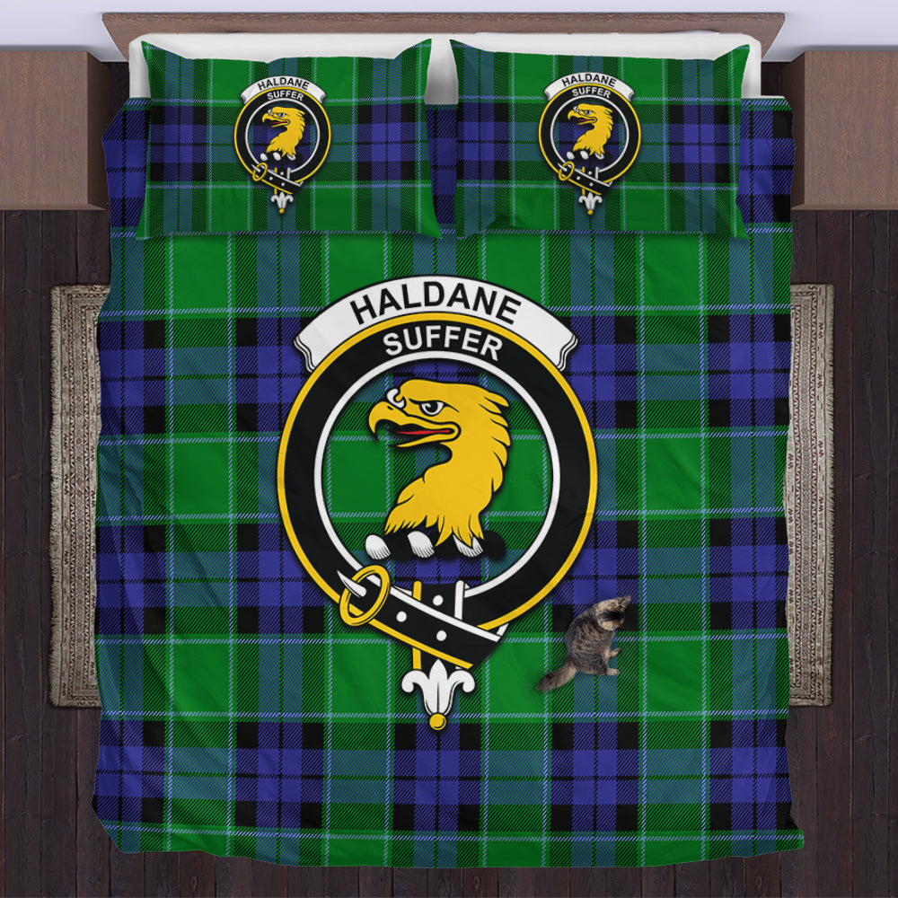 Haldane Tartan Bedding Set with Family Crest US Bedding Set - Tartan Vibes Clothing