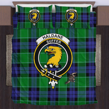 Haldane Tartan Bedding Set with Family Crest US Bedding Set - Tartan Vibes Clothing