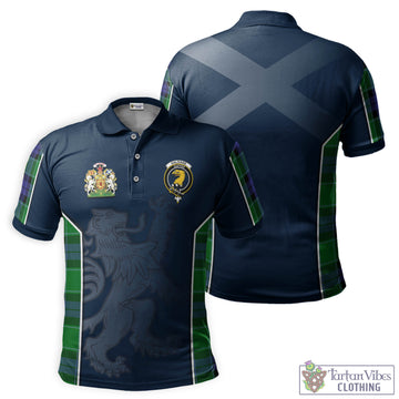 Haldane Tartan Men's Polo Shirt with Family Crest and Lion Rampant Vibes Sport Style