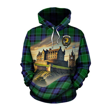 Haldane Tartan Family Crest Cotton Hoodie with Scottish Ancient Castle Style Pullover Hoodie XS - Tartan Vibes Clothing
