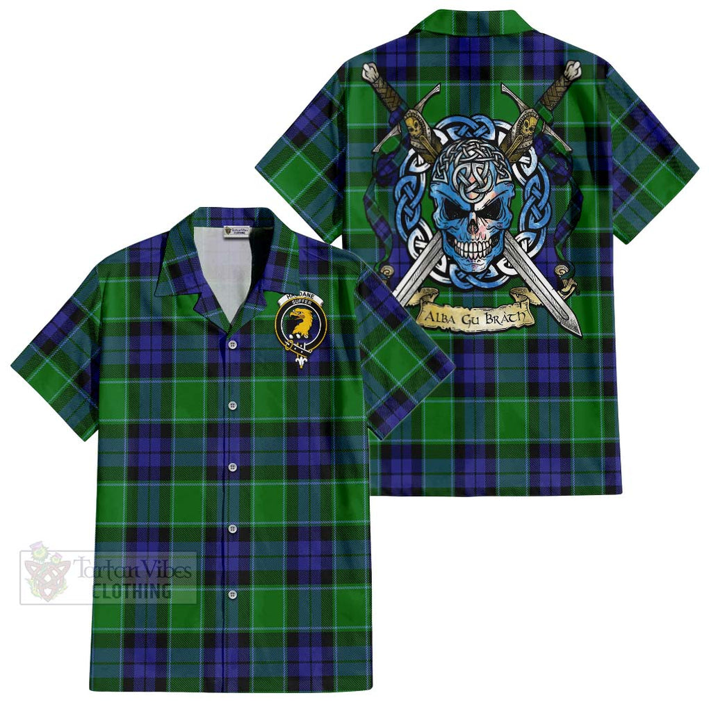 Haldane Tartan Hawaiian Shirt with Family Crest Celtic Skull Style Kid - Tartan Vibes Clothing
