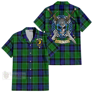 Haldane Tartan Hawaiian Shirt with Family Crest Celtic Skull Style Kid - Tartan Vibes Clothing
