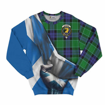 Haldane Tartan Sweatshirt with Family Crest Scotland Patriotic Style Unisex - Tartan Vibes Clothing
