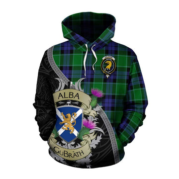 Haldane Tartan Family Crest Cotton Hoodie Lion Rampant Royal Thistle Shield Celtic Inspired Pullover Hoodie XS - Tartan Vibes Clothing