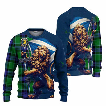 Haldane Tartan Family Crest Knitted Sweater with Scottish Majestic Lion Unisex - Tartan Vibes Clothing
