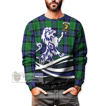 Haldane Tartan Sweatshirt with Alba Gu Brath Regal Lion Emblem Unisex - Tartan Vibes Clothing