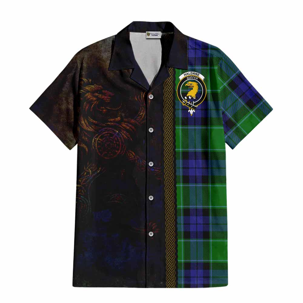 Haldane Tartan Family Crest Hawaiian Shirt Alba Gu Brath Be Brave Lion Ancient Style Kid - Tartan Vibes Clothing