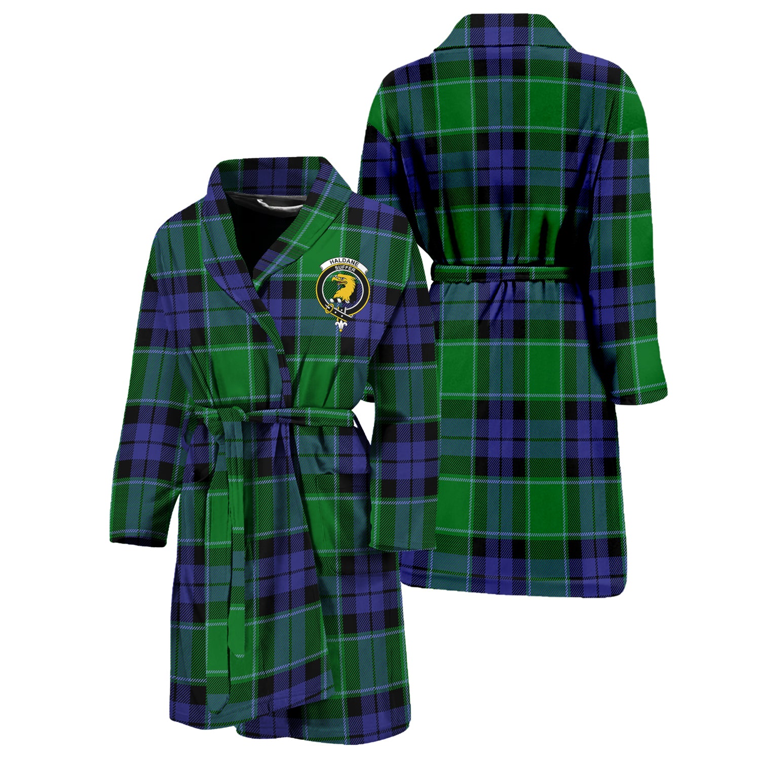 Haldane Tartan Bathrobe with Family Crest Unisex S - Tartan Vibes Clothing