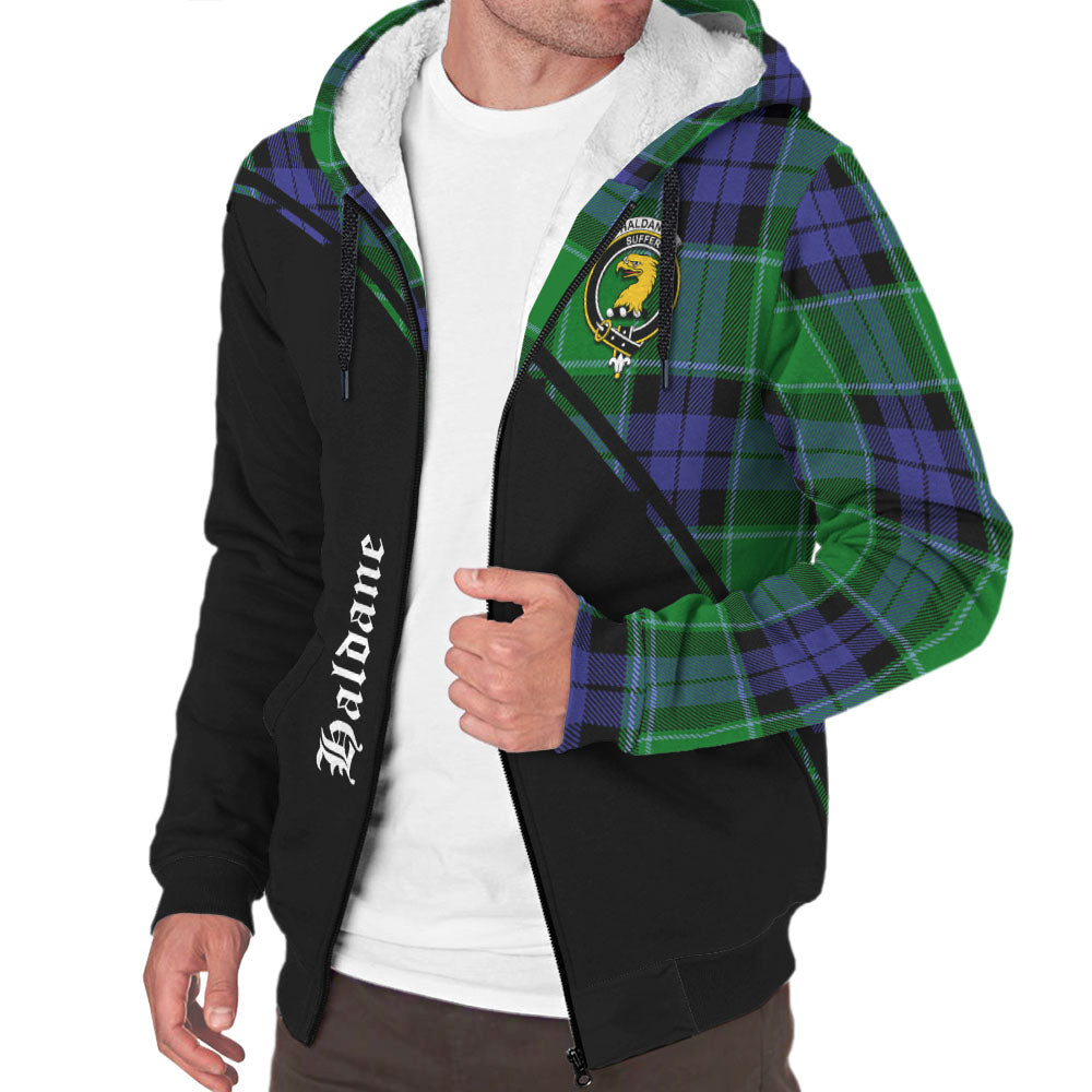 Haldane Tartan Sherpa Hoodie with Family Crest Curve Style Unisex - Tartan Vibes Clothing