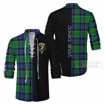 Haldane Tartan Ghillie Kilt Shirt with Family Crest and Half Of Me Style Men - Tartan Vibes Clothing