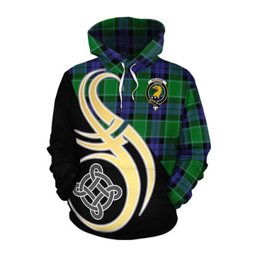 Haldane Tartan Cotton Hoodie with Family Crest and Celtic Symbol Style Pullover Hoodie XS - Tartan Vibes Clothing