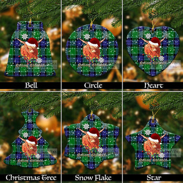 Haldane Tartan Christmas Ceramic Ornaments with Twinkle Highland Cattle Ceramic - Tartan Vibes Clothing