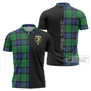 Haldane Tartan Zipper Polo Shirt with Family Crest and Half Of Me Style Unisex - Tartan Vibes Clothing