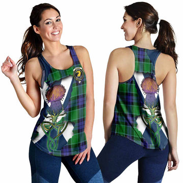 Haldane Tartan Family Crest Women's Racerback Tanks Scottish Thistle Celtic Inspired 4XL - Tartan Vibes Clothing