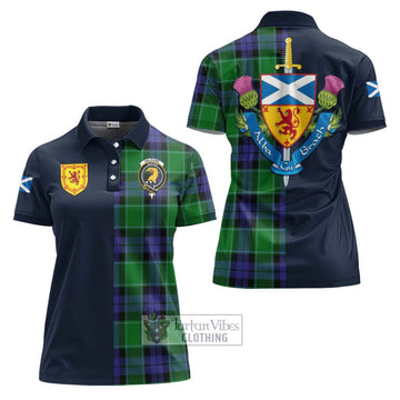 Haldane Tartan Women's Polo Shirt Alba with Scottish Lion Royal Arm Half Style Women - Tartan Vibes Clothing