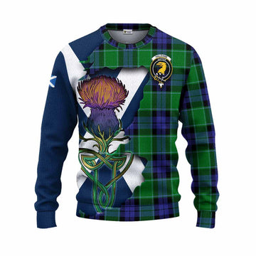 Haldane Tartan Family Crest Knitted Sweater Scottish Thistle Celtic Inspired Unisex - Tartan Vibes Clothing
